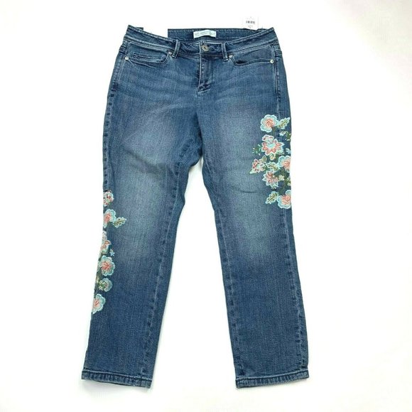 J‎ Jill Cropped Denim Embroidered Jean Pants NWT - Picture 1 of 8
